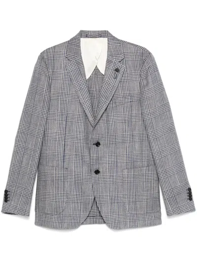Lardini Check-pattern Blazer In Blue