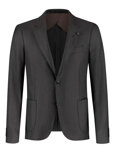 Lardini Check-pattern Blazer In Gray