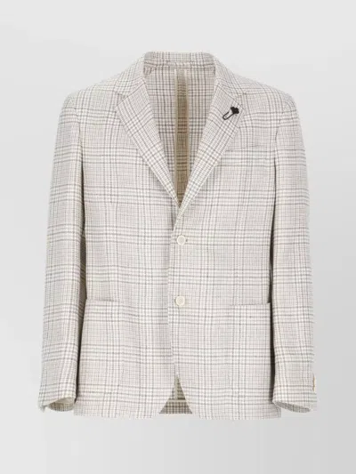 Lardini Check Pattern Blazer Notch Lapel In Neutral