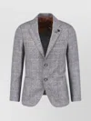 Lardini Check Pattern Front Pockets Long Sleeves In Gray