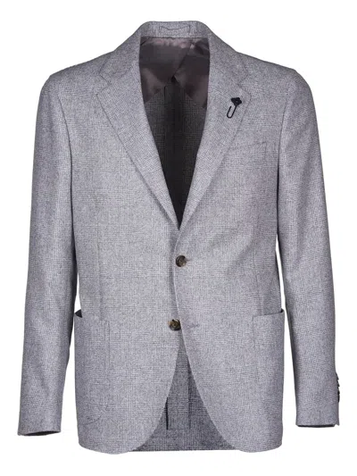 Lardini Check-pocket Blazer In Gray