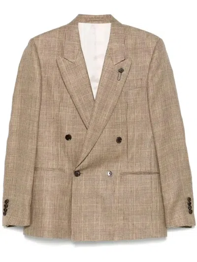 Lardini Checked Blazer In Brown