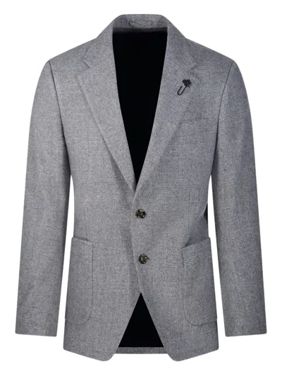 Lardini Checked Blazer In Gray
