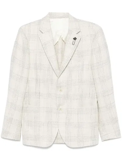 Lardini Checked Blazer In Neutrals