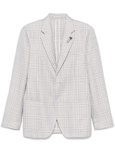 Lardini Checked Blazer In Nude