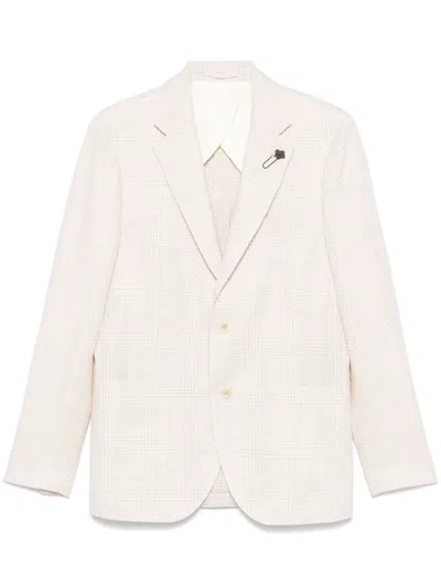 Lardini Checked Blazer In White