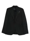 Lardini Checked Button Jacket In Blue