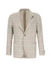 Lardini Checked-pattern Blazer In Neutral