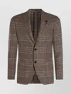 Lardini Checked Pattern Single-breasted Blazer With Front Pockets In Brown