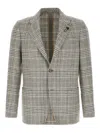 Lardini Checked-pattern Single-button Blazer In Gray
