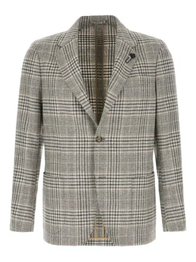 Lardini Checked-pattern Single-button Blazer In Brown