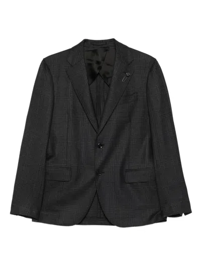 Lardini Checked-pattern Wool Suit In Black