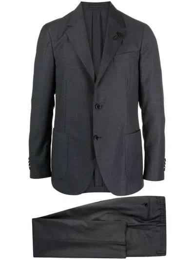 LARDINI CHECKED PEAK-LAPELS SINGLE-BREASTED SUIT
