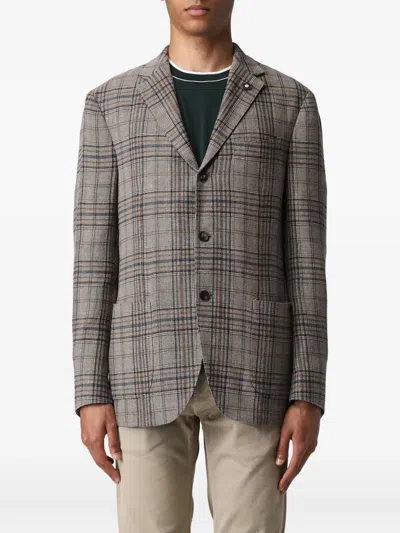 Lardini Checked Single-breasted Blazer In Gray
