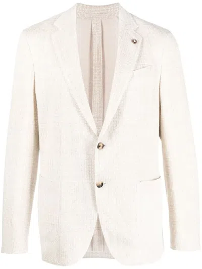 Lardini Checked Single-breasted Blazer In Nude