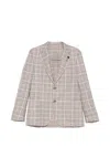 Lardini Checked Single-breasted Jacket In Neutral