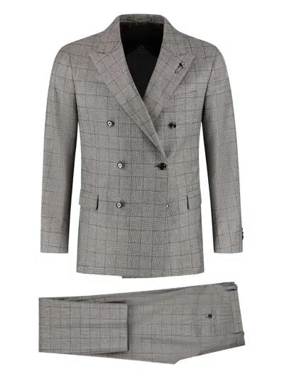 Lardini Checked Suit In Gray