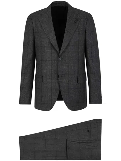 Lardini Checkered Pattern Suit In Gray