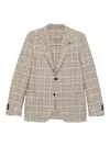 Lardini Checked Two-button Blazer In Gray