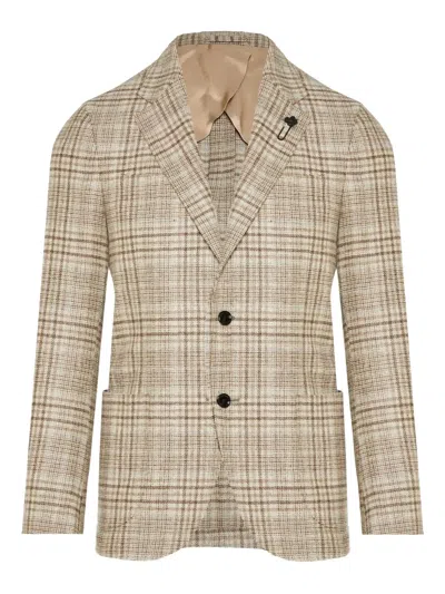 Lardini Checked Two-button Blazer In Neutral