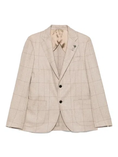 Lardini Checked Two-button Jacket In Brown