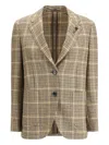 Lardini Checked Twoo-button Blazer In Neutral