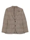 Lardini Checked Wool Jacket In Brown
