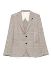 Lardini Checked Wool Jacket In Neutral