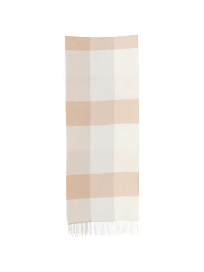 Lardini Check-pattern Fringed Scarf In Neutral