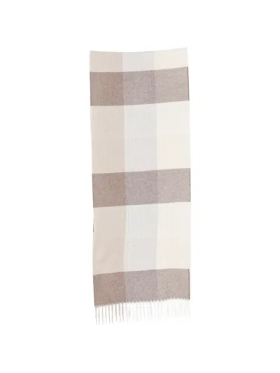 Lardini Check-pattern Fringed Scarf In Brown