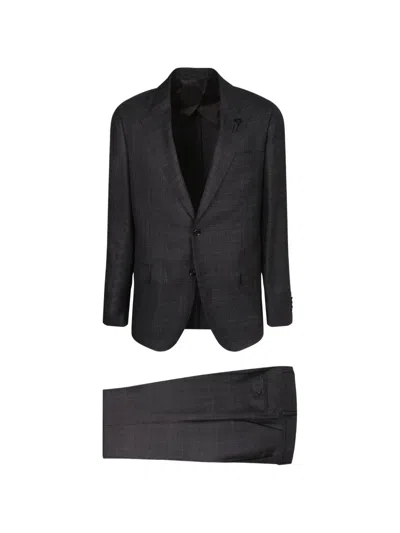 Lardini Check-pattern Single-breasted Suit In Black