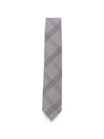 Lardini Check-pattern Tie In Gray