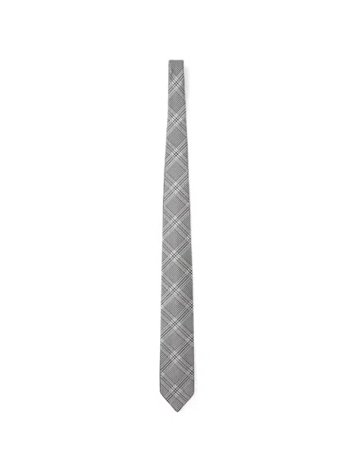Lardini Check-pattern Tie In Gray