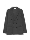 Lardini Double-breasted Jacket With Chevron Pattern In Gray