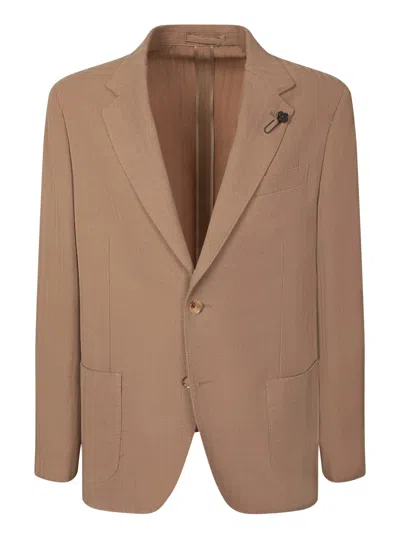 Lardini Knit Blazer With Classic Two-button Design In Beige