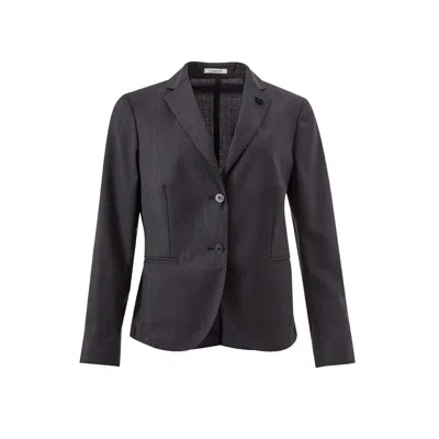Lardini Chic Gray Cotton Jacket For Women In Black
