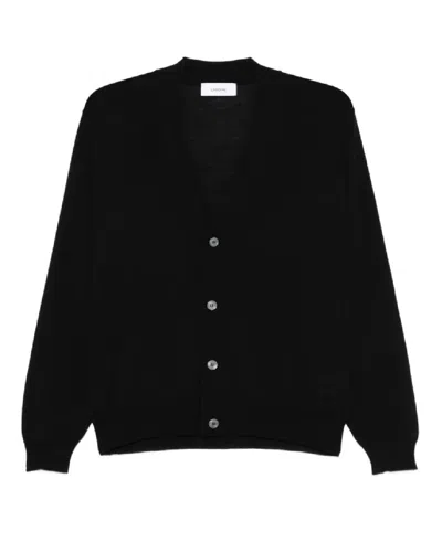 Lardini Classic Black Cardigan With V-neckline