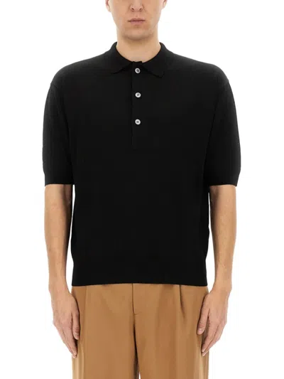 Lardini Classic Black Organic Cotton Polo Shirt