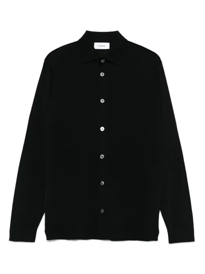 Lardini Classic Button-down Wool Sweater In Black