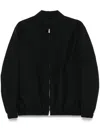 Lardini Black Zip-up Sweater With Classic Collar In Black
