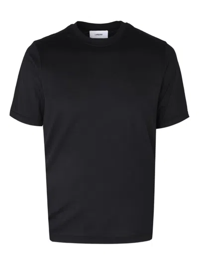 Lardini Classic Cotton And Silk Blend T-shirt With Refined Neckline In Black