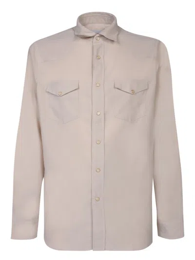 Lardini Classic Cotton Casual Shirt With Western-inspired Pockets In White