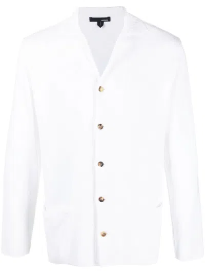 Lardini Classic Cotton Shirt With Button Detail And Textured Finish In White