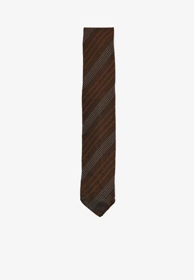 Lardini Classic Silk Tie In Brown