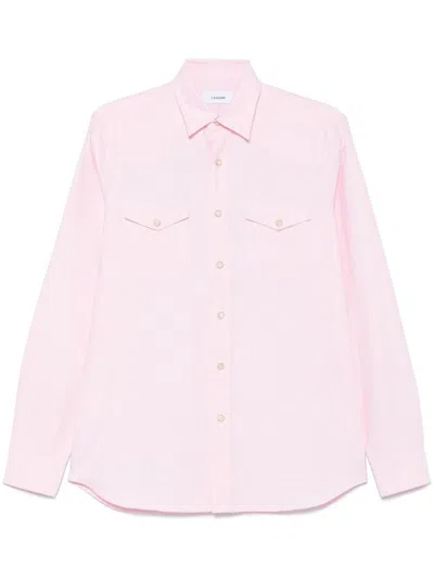 Lardini Classic Western Shirt With Button-down Collar In Pink