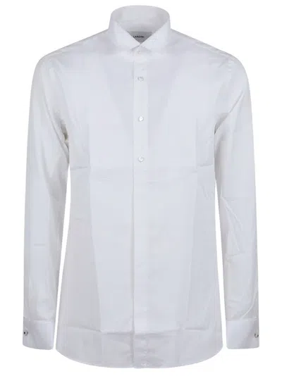 Lardini Classic White Cotton Shirt With Structured Collar In A