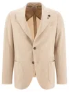 Lardini Single-breasted Wool Blend Blazer In Tan