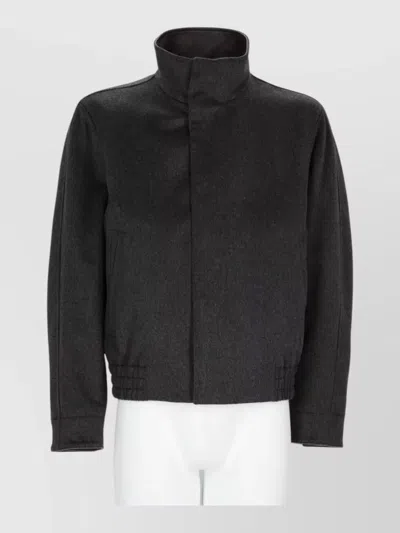 LARDINI COAT COLLAR ELASTIC HEM FRONT POCKETS