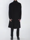 Lardini Collared Wool Coat Featuring Side Pockets In Black