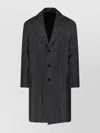Lardini Grey Textured Wool Coat With Notched Lapel In Black